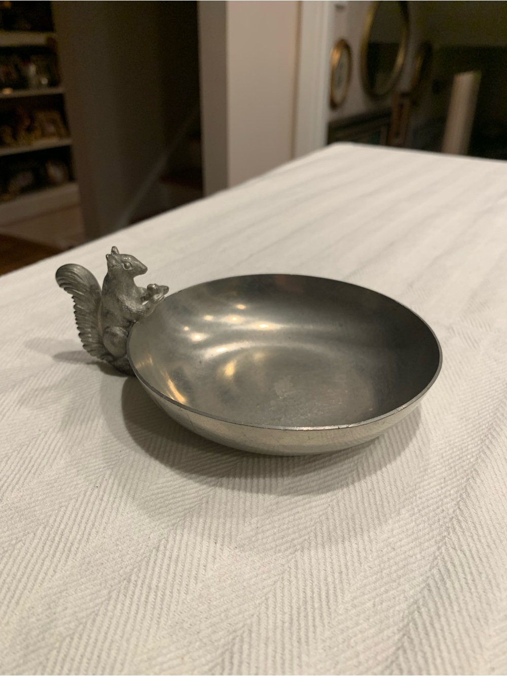 Vintage Reed & Barton pewter squirrel nut candy or trinket dish